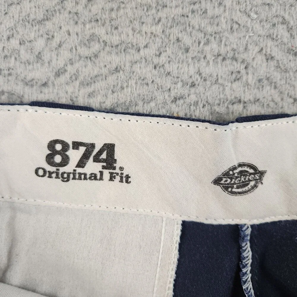 Dickies Pants Men's 33x32 874 Original Fit Flex Dark Blue Straight Leg Workwear - Picture 7 of 12